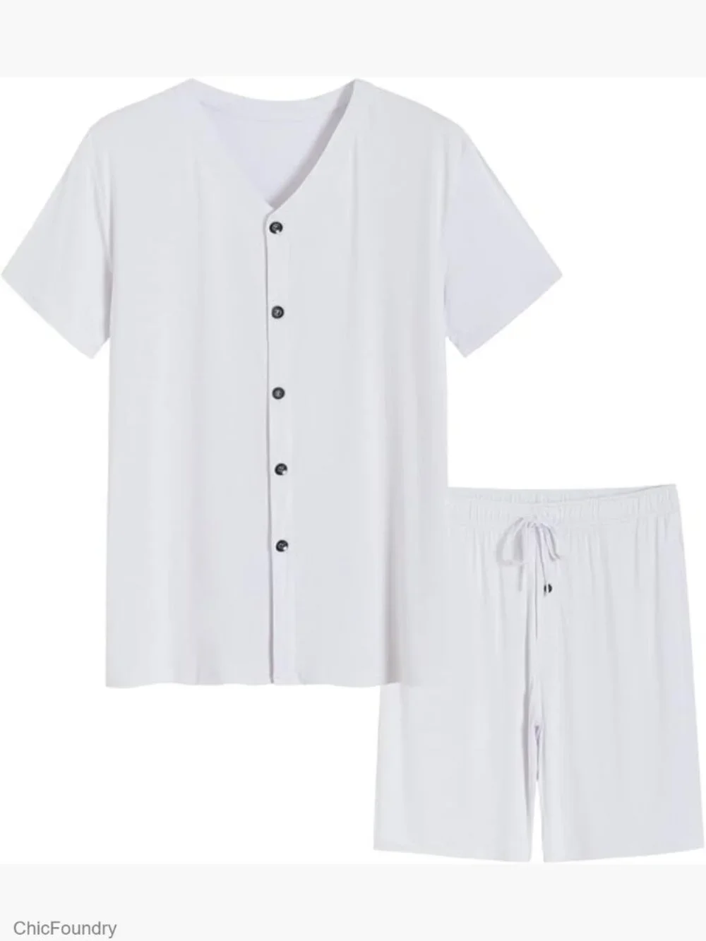 Men's Viscose Button Up Short Sleeve Pajama Set - Picture 1 of 6